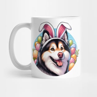 Yakutian Laika Wears Bunny Ears for Easter Celebration Mug